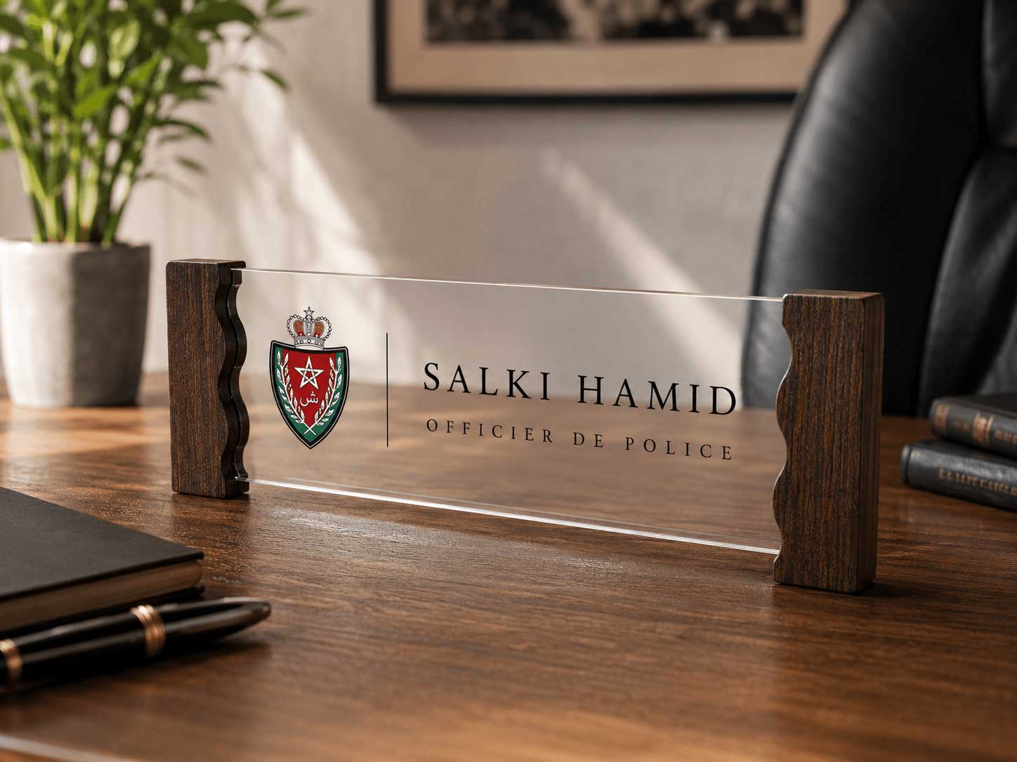 Plaque de bureau officier de police personnalisée au Maroc — Salki Hamid